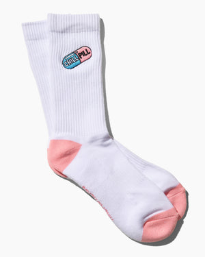 CHILL PILL SOCKS EMBROIDERED One size fits all 8-13