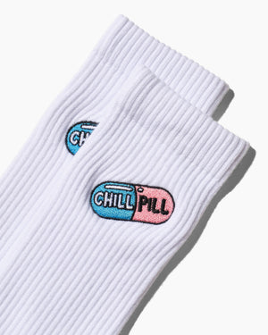 CHILL PILL SOCKS EMBROIDERED One size fits all 8-13