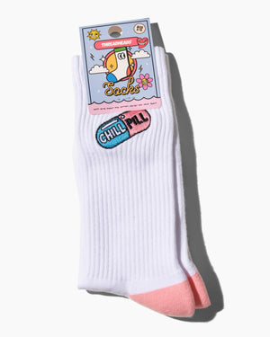 CHILL PILL SOCKS EMBROIDERED One size fits all 8-13