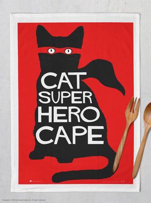 CAT SUPER HERO CAPE DISH TOWEL