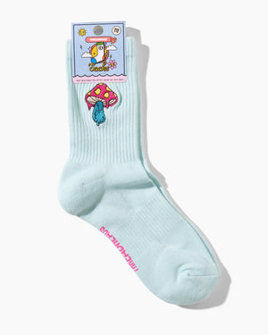 TRIPPY MUSHROOM SOCKS EMBROIDERED One size fits all 8-13