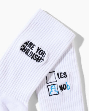 ARE YOU CHILDISH SOCKS EMBROIDERED One size fits all 8-13