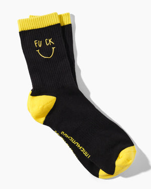 FUCK SMILEY SOCKS EMBROIDERED One size fits all 8-13