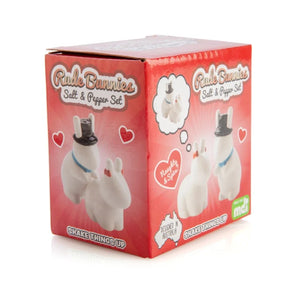 BANGING BUNNIES SALT AND PEPPER SET CERAMIC RUDE RABBITS