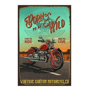 BORN TO RIDE RETRO TIN SIGN