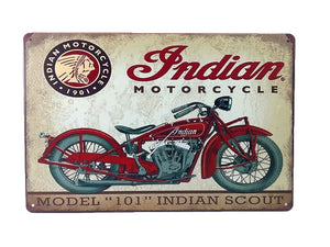 INDIAN MOTORCYCLE RETRO RAISED METAL WALL ART