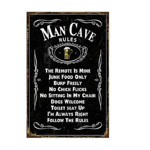 MAN CAVE RULES RETRO TIN SIGN JIM BEAM