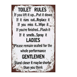 TOILET RULES RETRO TIN SIGN