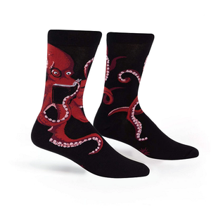 OCTIVE READER MEN CREW SOCKS BLACK OCTOPUS