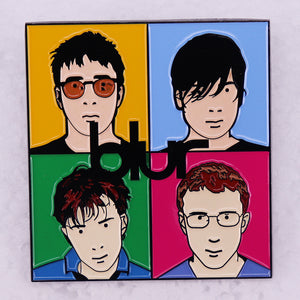 BLUR 4 PANELS ENAMEL BADGE SQUARE ALBUM COVER