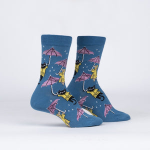 PETTING IN THE RAIN CREW SOCKS WOMENS 5-10 and MENS 3.5-8.5.