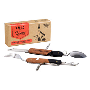 CUTLERY TOOL 6 MULTI FEATURE TOOL CAMPING TOOL - ACACIA WOOD