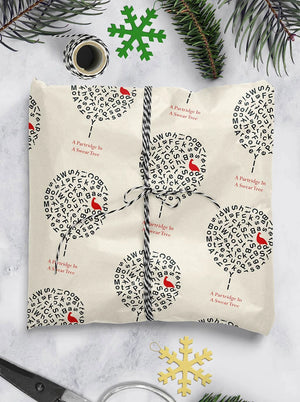 PARTRIDGE IN A SWEAR TREE CHRISTMAS WRAPPING PAPER GIFT WRAP (2 SHEETS FOLDED)