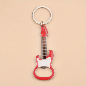 GUITAR BOTTLE OPENER RED KEYRING