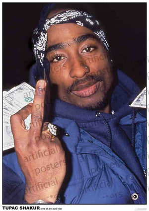 2PAC TUPAC SHAKUR FINGER MONEY POSTER BLUE BANDANA 62
