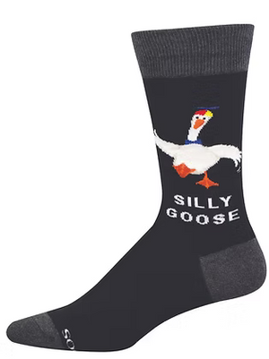 SILLY GOOSE SOCKS BLACK  (7-12 M / 11-13 W)