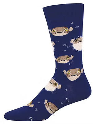 PUFFERFISH BLUE SOCKS (7-12 W / 11-13 M)