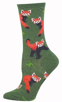 RED PANDAMONIUM GREEN SOCKS (5-10.5 W / 4-6.5 M)