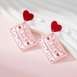 ALL YOU NEED IS LOVE RETRO CASSETTE EARRINGS