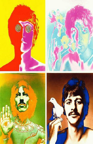 BEATLES 4 SQUARES ART PRINT 27 X 43CM A3 PRINT BOARD/BAGGED