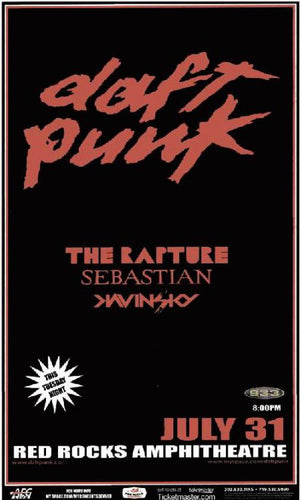 DAFT PUNK RAPTURE SEBASTIAN KAVINSKY TOUR PRINT 27 X 43CM A3 PRINT BOARD/BAGGED