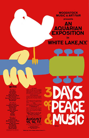 WOODSTOCK MOVIE POSTER 1970 REPRINT 27 X 43CM A3 MINI PRINT RED