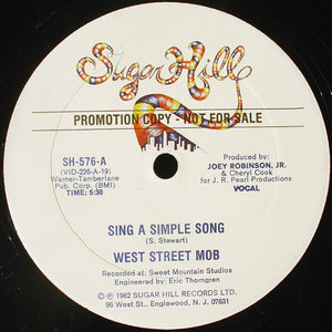 WEST STREET MOB | SING A SIMPLE SONG - 12 - PROMO - GENERIC SLEEVE