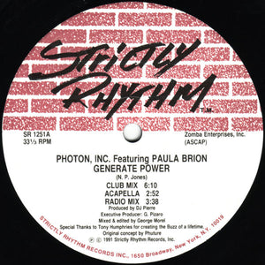 PHOTON INC / PAULA BRION | GENERATE POWER - 12 - GENERIC SLEEVE - STRICTLY RHYTHM