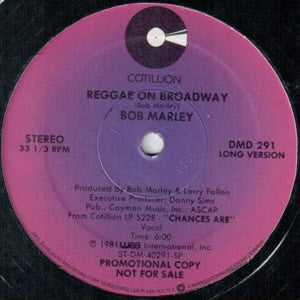BOB MARLEY | REGGAE ON BROADWAY 12 - US PROMO - GENERIC RECORD COMPANY SLEEVE