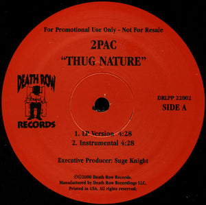 2PAC | THUG NATURE 12 - US PROMO - GENERIC RECORD COMPANY SLEEVE