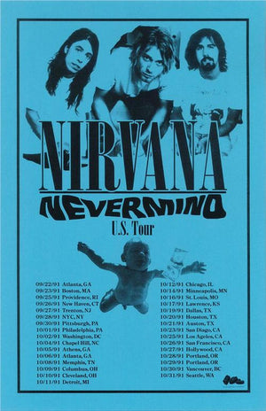 NIRVANA 1991 NEVERMIND TOUR RETRO A3 PRINT 27 X 43CM POSTER