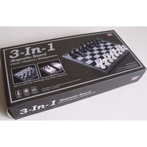 MAGNETIC THREE IN ONE GAME Chess, Checkers and Backgammon TRAVEL SET