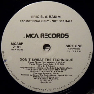 ERIC B AND RAKIM | DONT SWEAT THE TECHNIQUE 12 - PROMO WHITE LABEL - MCA SLEEVE