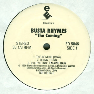 BUSTA RHYMES | COMING 2LP - US PROMO - CLEAN - GENERIC SLEEVE WITH HYPE STICKER - MARKS ON SLEEVE