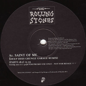 ROLLING STONES | SAINT OF ME / ANYBODY SEEN MY BABY? REMIXES - 2 X 12 - UK PROMO - GENERIC SLEEVE WITH HYPE STICKER