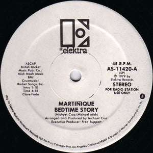MARTINIQUE | BEDTIME STORY - 12 - WHITE LABEL PROMO - ELEKTRA DISCO SLEEVE