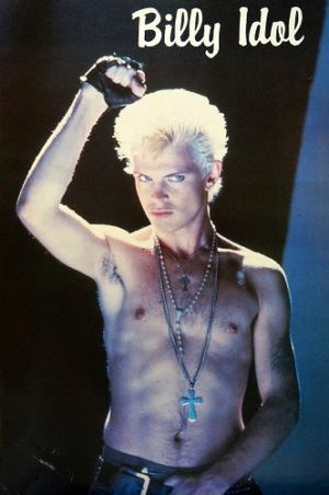 BILLY IDOL RARE BLUE POSTER (PUBLISHED 1984, SOME WEAR) 180