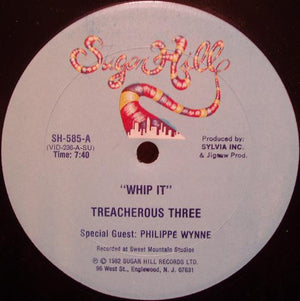 TREACHEROUS THREE | WHIP IT 12 - US - GENERIC RECORD COMPANY SLEEVE - SLEEVE CREASING