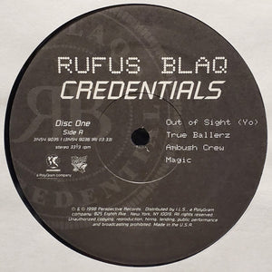 RUFUS BLAQ | CREDENTIALS 2LP - US PROMO - GENERIC SLEEVE WITH HYPE STICKER