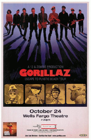 GORILLAZ 2010 TOUR POSTER A3 PRINT 27 X 43CM