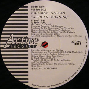 NIGERIAN NATION | AFRICAN MORNING - 12 - ACTIVE RECORDS COMPANY SLEEVE WITH HYPE STICKER - CUT CORNER