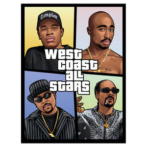 WEST COAST ALL STARS GTA MINI PRINT 30*40CM