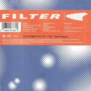 FILTER | TITLE OF RECORD
