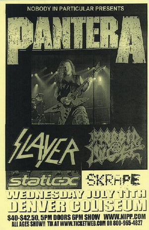 PANTERA/SLAYER DENVER 2001  27 X 43CM POSTER