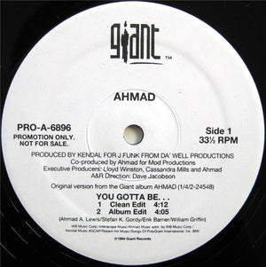 AHMAD | YOU GOTTA BE - 12 - PROMO - GENERIC SLEEVE