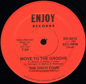 DISCO FOUR | MOVE TO THE GROOVE - 12 - RED ENJOY RECORDS COMPANY SLEEVE - CUT CORNER
