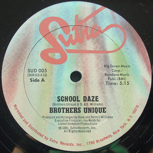 BROTHERS UNIQUE | SCHOOL DAZE 12 - US - GENERIC RECORD COMPANY SLEEVE