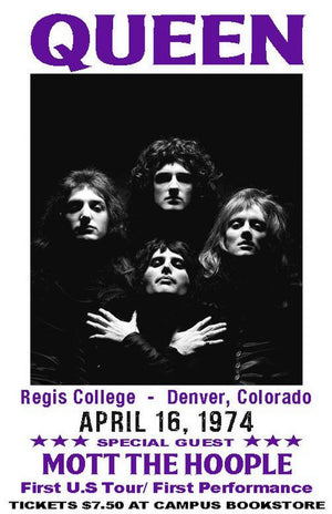QUEEN 1974 DENVER TOUR PRINT A3  27 X 43CM POSTER