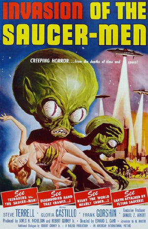 INVASION OF THE SAUCER MEN 1957 RETRO A3 MINI PRINT 27 X 43CM