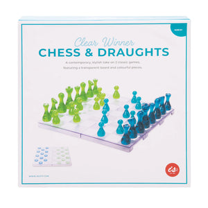 GLASS CHESS AND CHECKERS BOARD GAME 2 IN 1